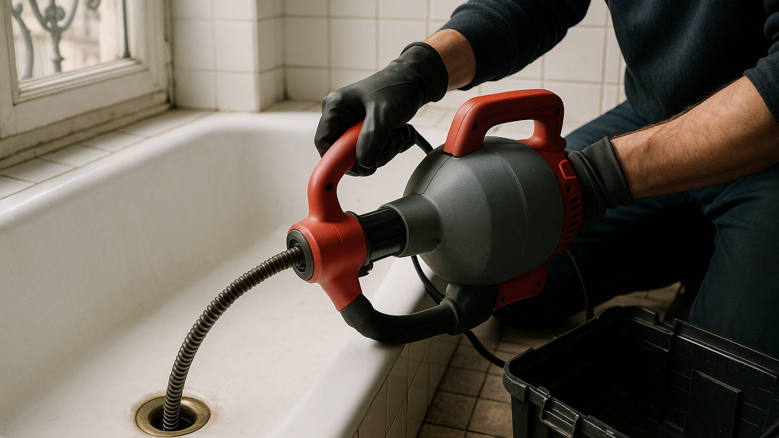 Débouchage de WC au furet électrique professionnel dans un appartement parisien